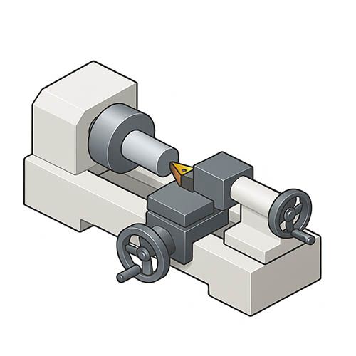 icono isométrico de torno diagrama de torno mecánico