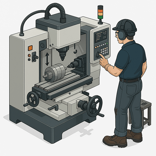 Fresadora CNC con operador
